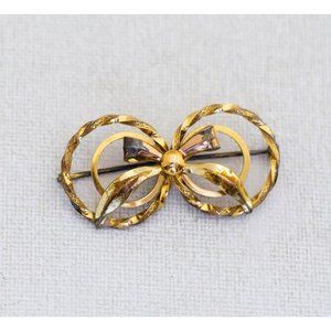 Vintage Cute Gold Filled Bow Brooch - A16